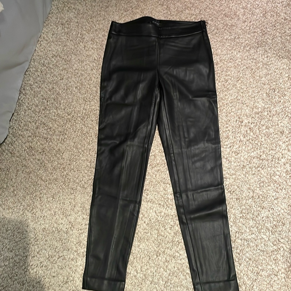 Faux leather straight leg pant